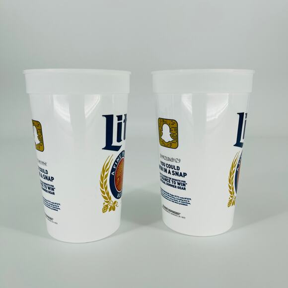 TWO Reusable White Miller Lite Miller Time American Flag Plastic 22 oz Cups NWT - Picture 6 of 10